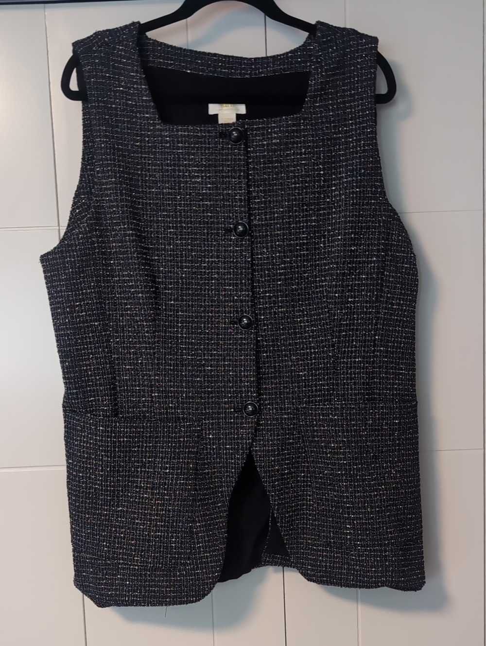 Maeve Black Textured Tweed Sleeveless Vest